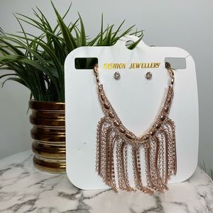 ‼️ Rose Gold Silver Rhinestone Statement Necklace